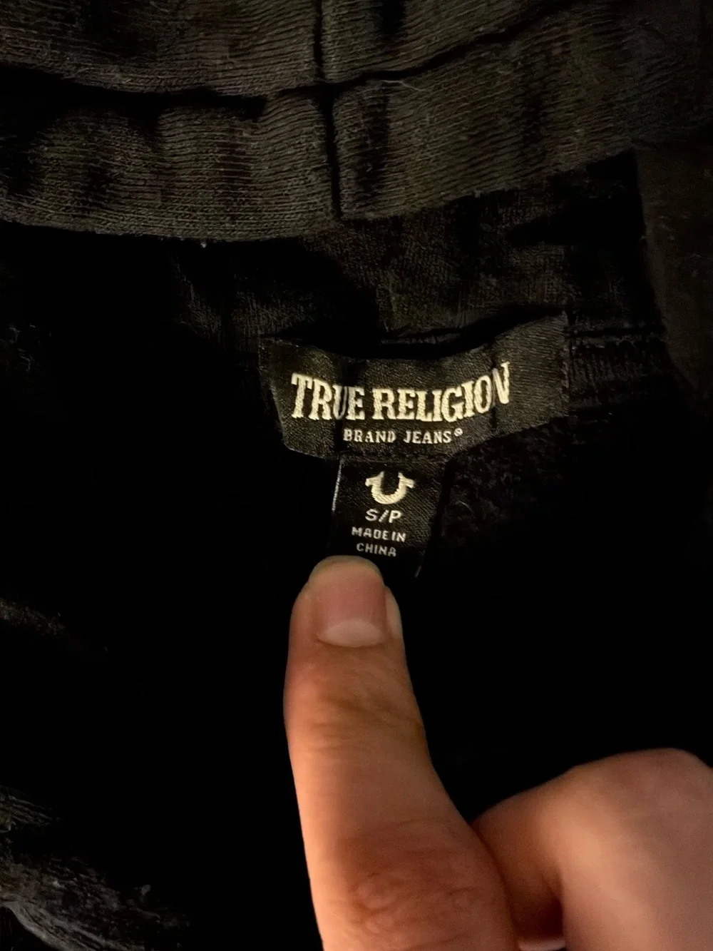 True Religion Black Full-Zip Hooded Jacket with Logo Patch